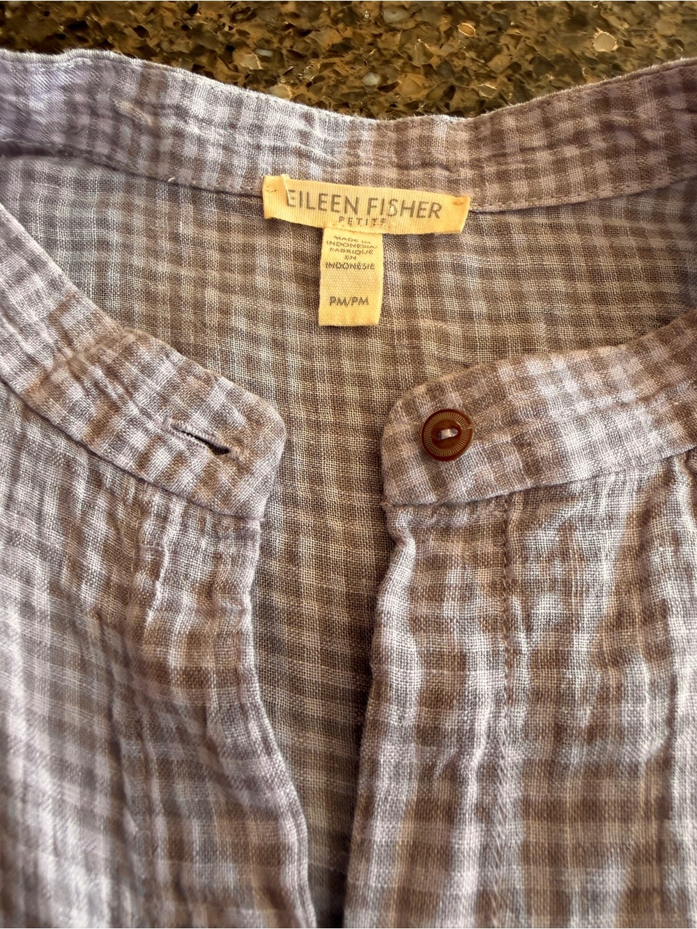 Eileen Fisher Mauve & Grey Linen oversized top size M petite